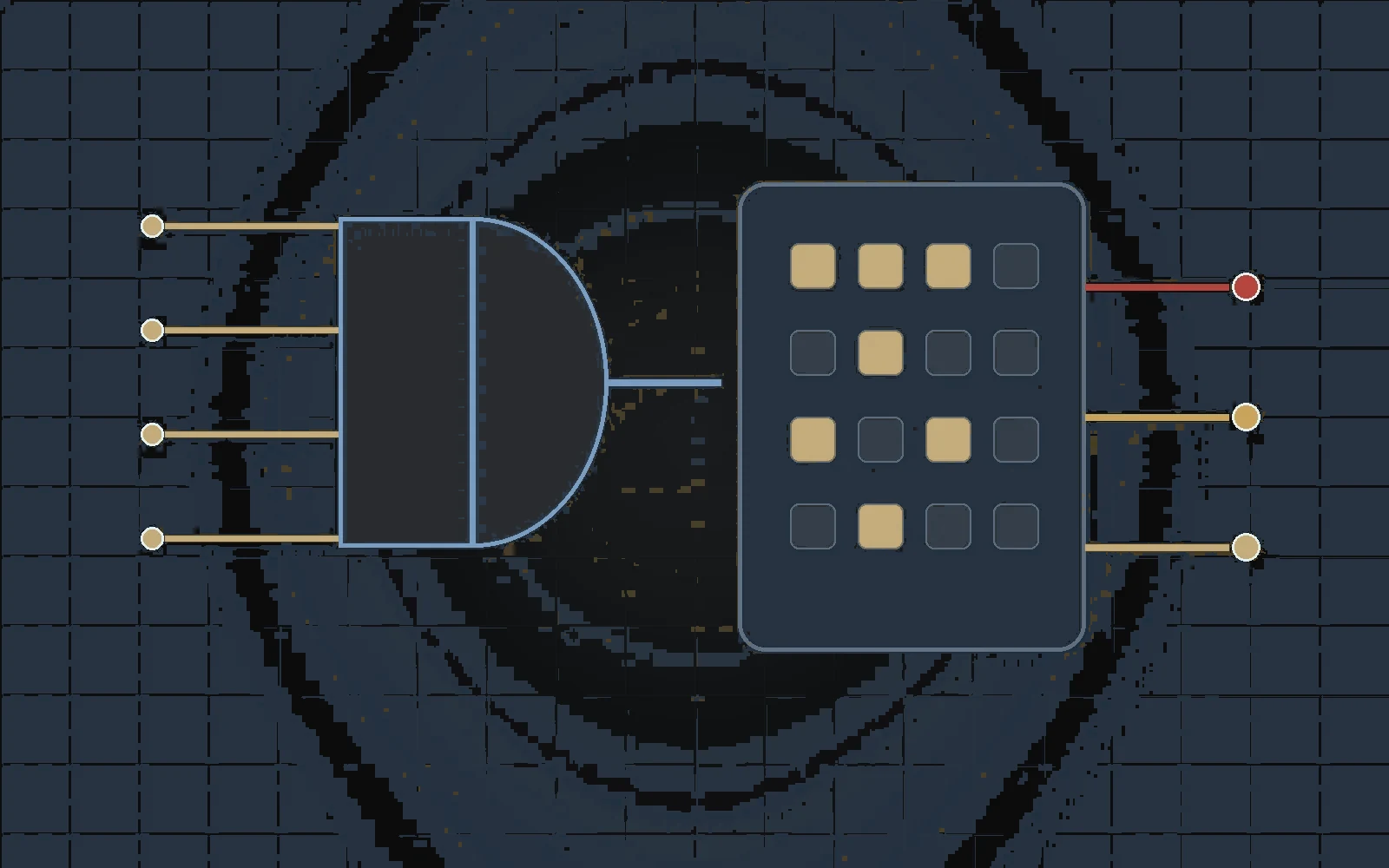 Abstrakte technische Vorschau zu Logikgattern und KV-Diagrammen
