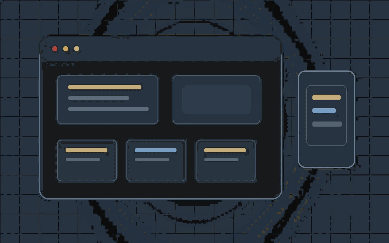 Technische Illustration einer klar strukturierten Mehrseiten-Website